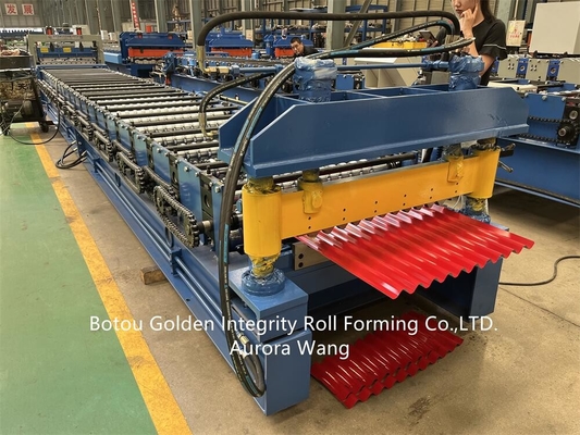 Çinko Metal Kıvırcık Oluklu Çatı Rulo Şekillendirme Makinesi Hidrolik Kesme Sistemi