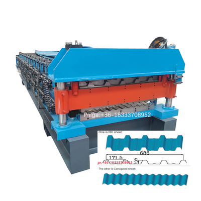 686 762 Çift Katmanlı Çatı Paneli Rulo Şekillendirme Makinesi 380V PLC kontrolü