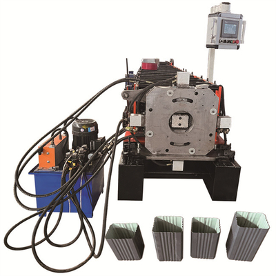 380V 50HZ 3 Fazlı Çatı Ridge Cap Rulo Şekillendirme Makinesi Downspout No.45 Çelik Kaplı