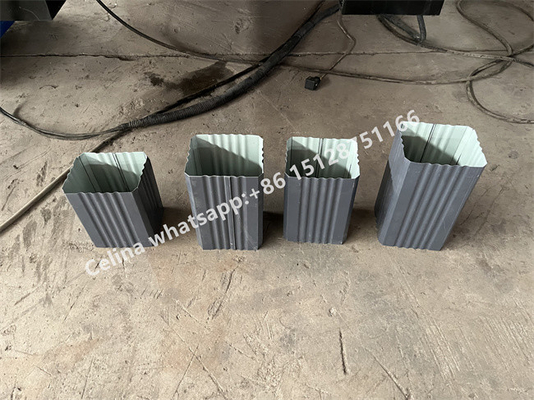 380V 50HZ 3 Fazlı Çatı Ridge Cap Rulo Şekillendirme Makinesi Downspout No.45 Çelik Kaplı